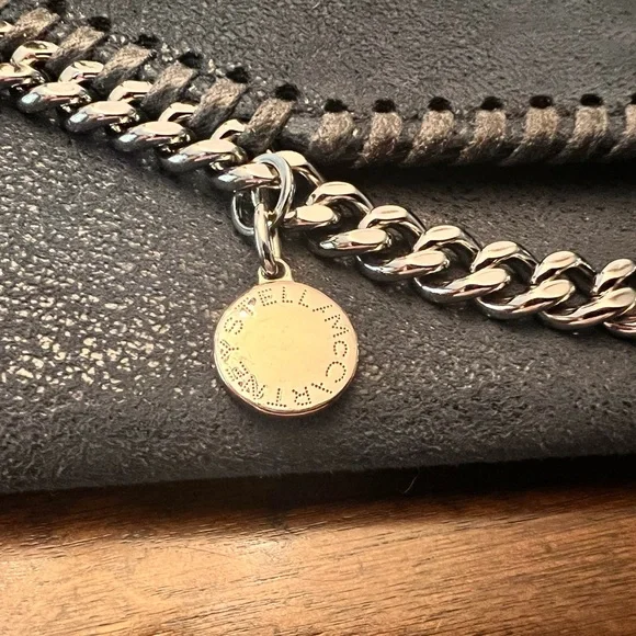 Stella McCartney Falabella Continental Wallet Clutch Navy Chain Trim Vegan - Picture 3 of 12